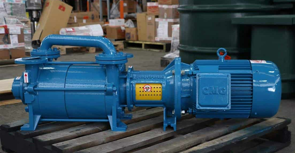 A blue vacuum pump fully repaired by All Pumps