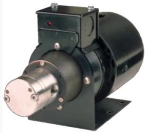 Black cylindrical pump and motor assembly