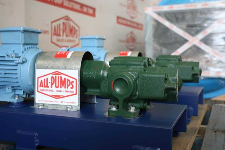 Green Roper gear pump connected to a blue electric motor