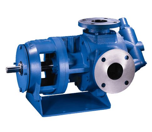 A blue industrial gear pump