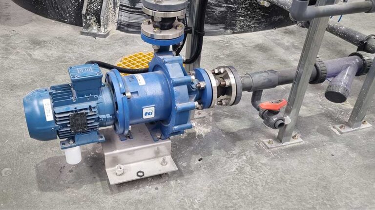 FTi magnetic Drive pumps Graco air diaphragm pumps and Blacoh pulsation dampeners installed in a bio mining facility