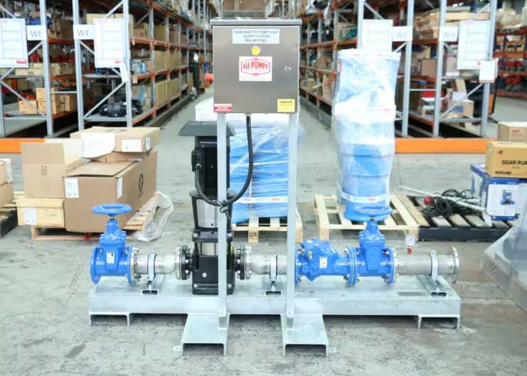 A custom-built raw water supply pump system
