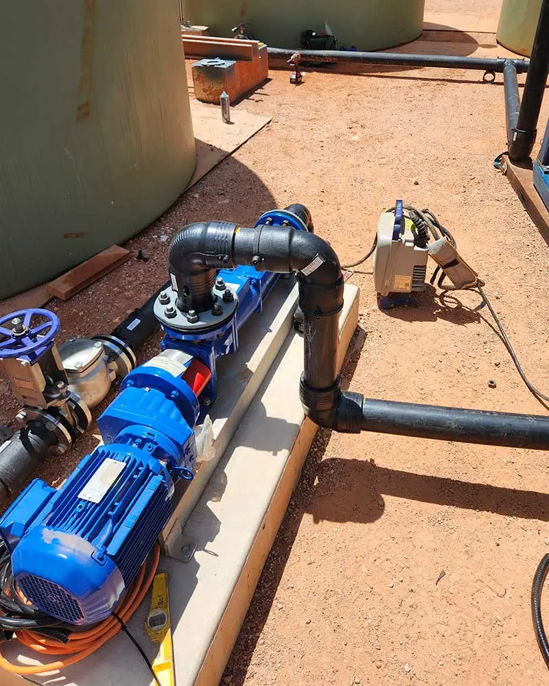 A Helical rotor pump used in a water treatment facility of a mining company in the Northern Territory of Australia