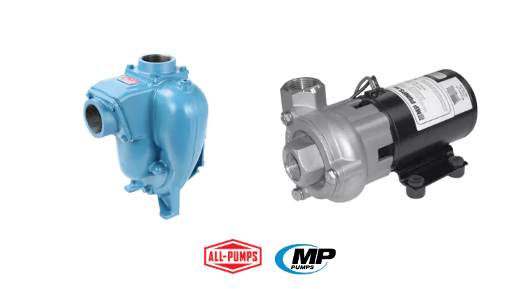 For flexibility, MP Pumps offer motor and hydraulic drives for their self-priming pumps and end-suction pumps.