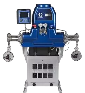 Graco HFR advanced two-component dispensing system with digital controls for precise metering and mixing of polyurethane and epoxy materials in industrial coatings applications