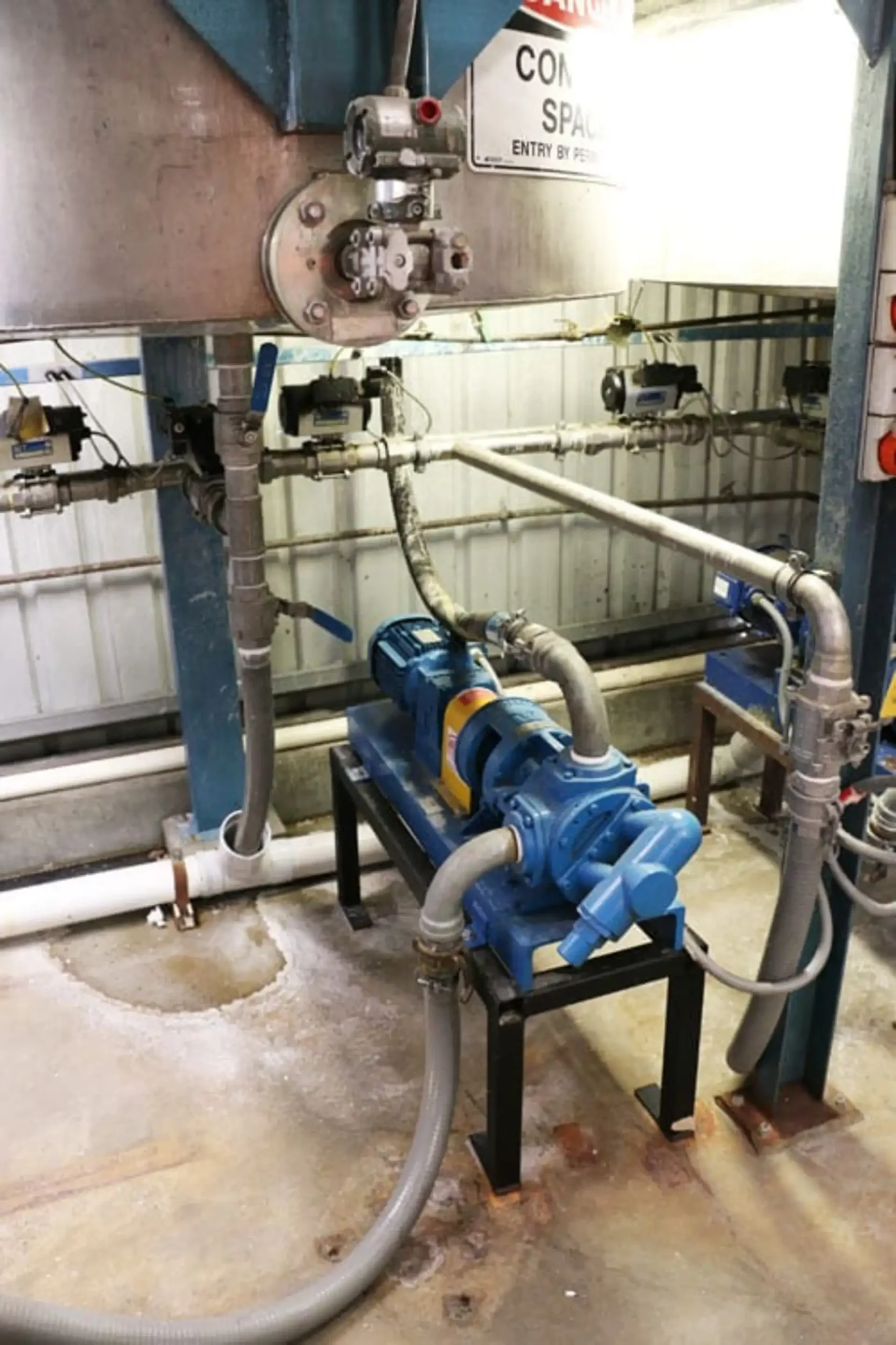 Tuthill Industrial Gear Pumps positioned in a room filled with various pipes and industrial equipment