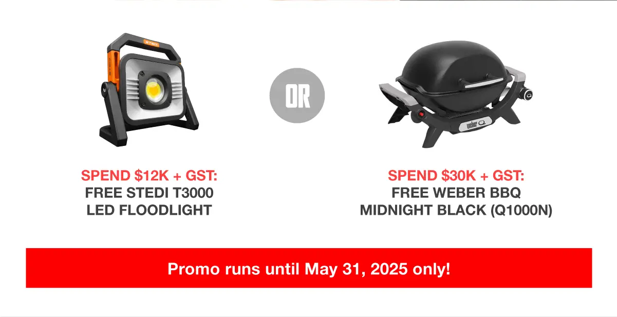 Bonus Weber BBQ or Led Floodlight