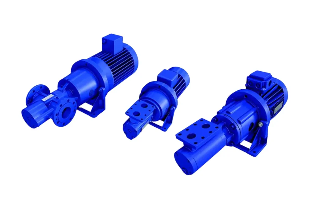 Three blue Alfa Laval industrial components