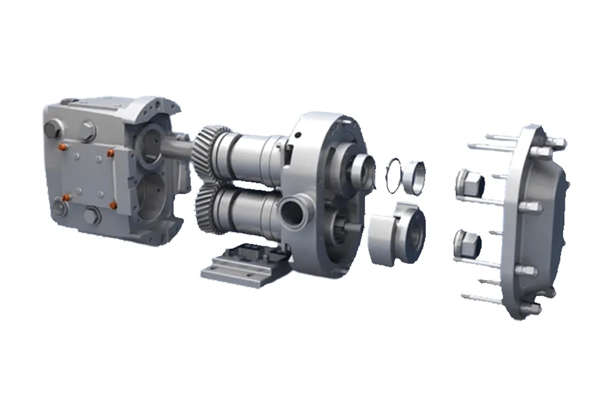Exploded view of an Ampco pump assembly