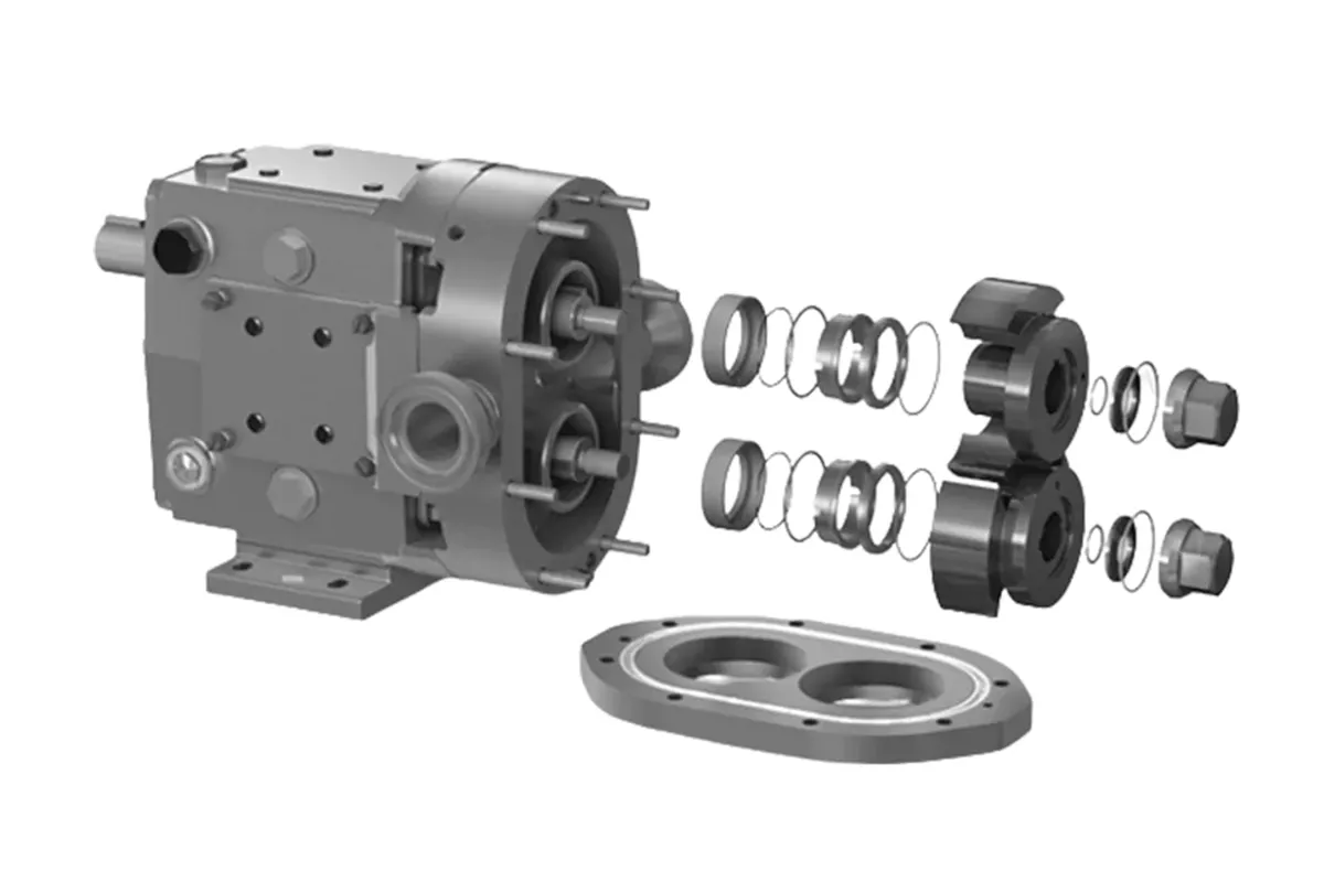 Exploded view of an Ampco pump assembly
