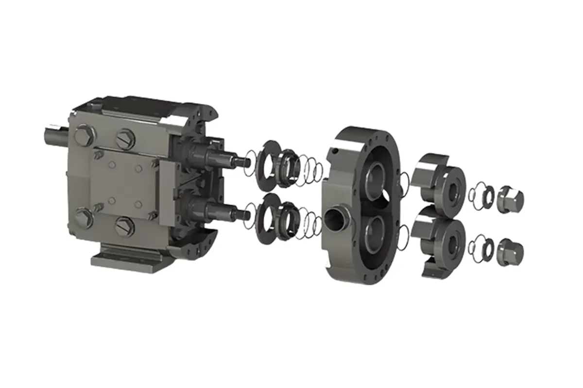 Exploded view of an Ampco pump assembly