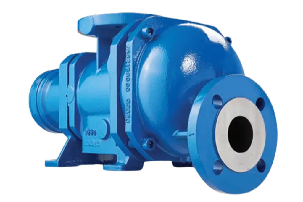 Blue Mouvex pump with a round front housing