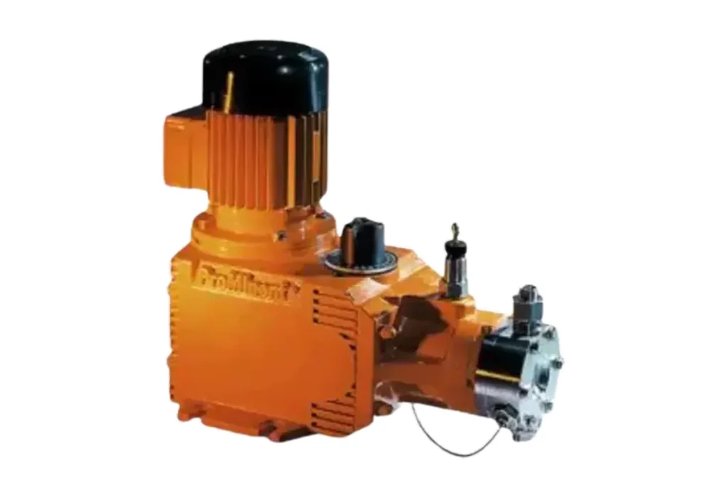Orange Prominent pump with a vertical motor