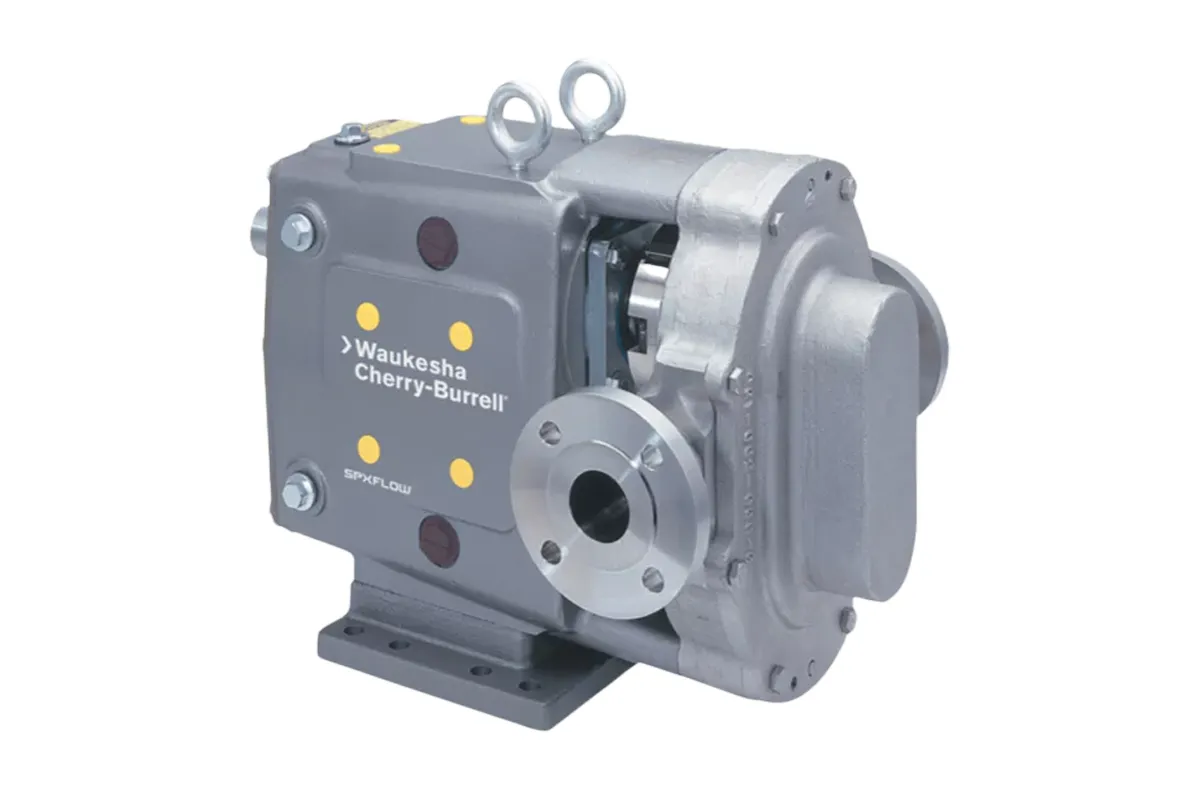 Square silver Waukesha Cherry-Burrell pump head