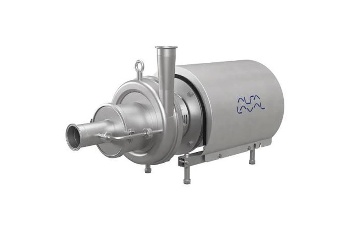 Alfa Laval metal pump with round housing and pipe connection
