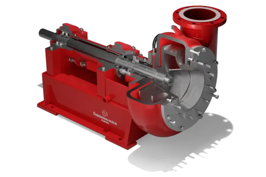 Habermann red pump cutaway showing internal components