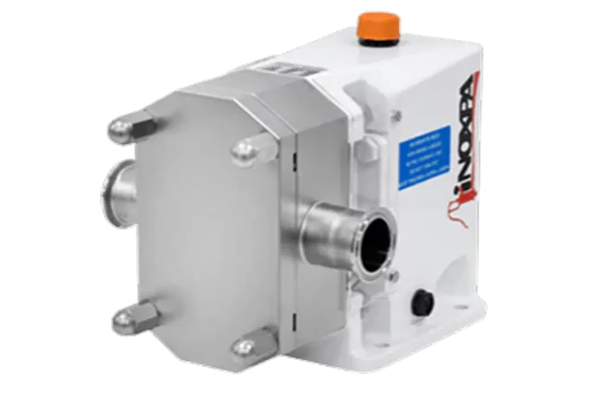 White Inoxpa pump housing with an orange cap