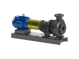 Gusher pump connected to a blue electric motor
