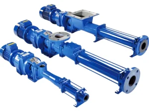 Three Mono blue horizontal pump assemblies