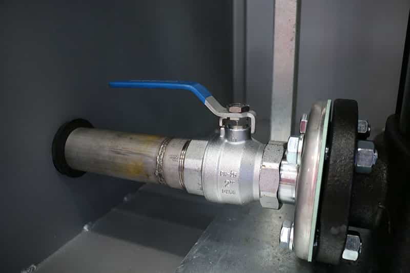 The pipework in the enclosed multistage pressure booster.